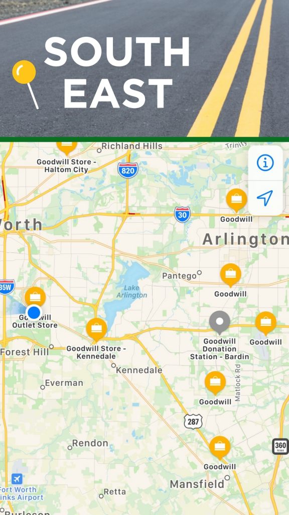 map with Goodwill locations