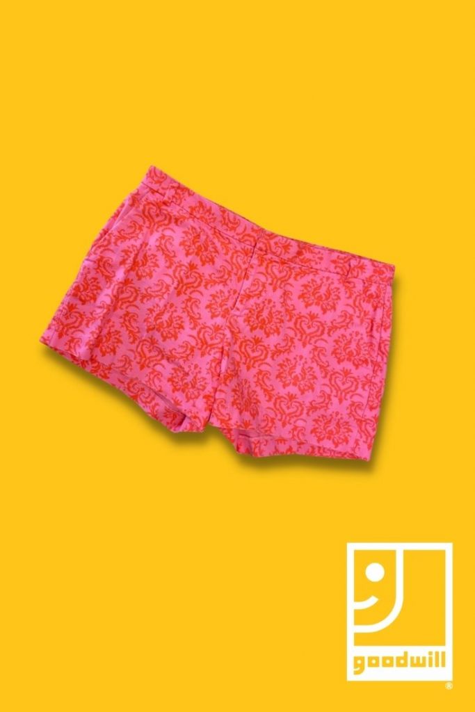 pink shorts on a yellow background