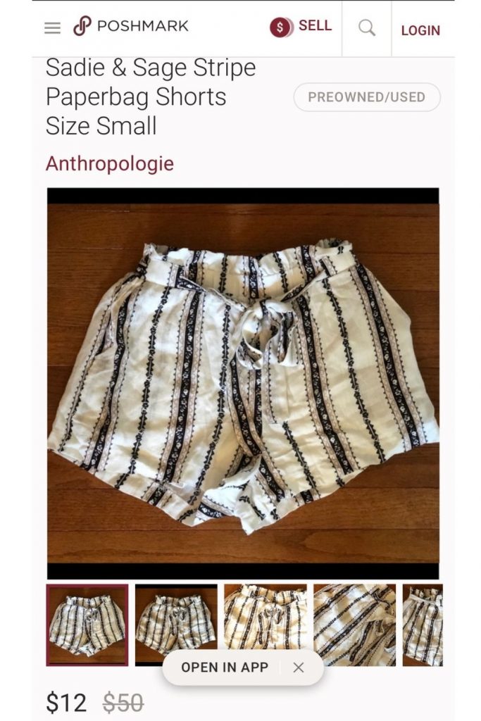 Photo of striped shorts on Poshmark