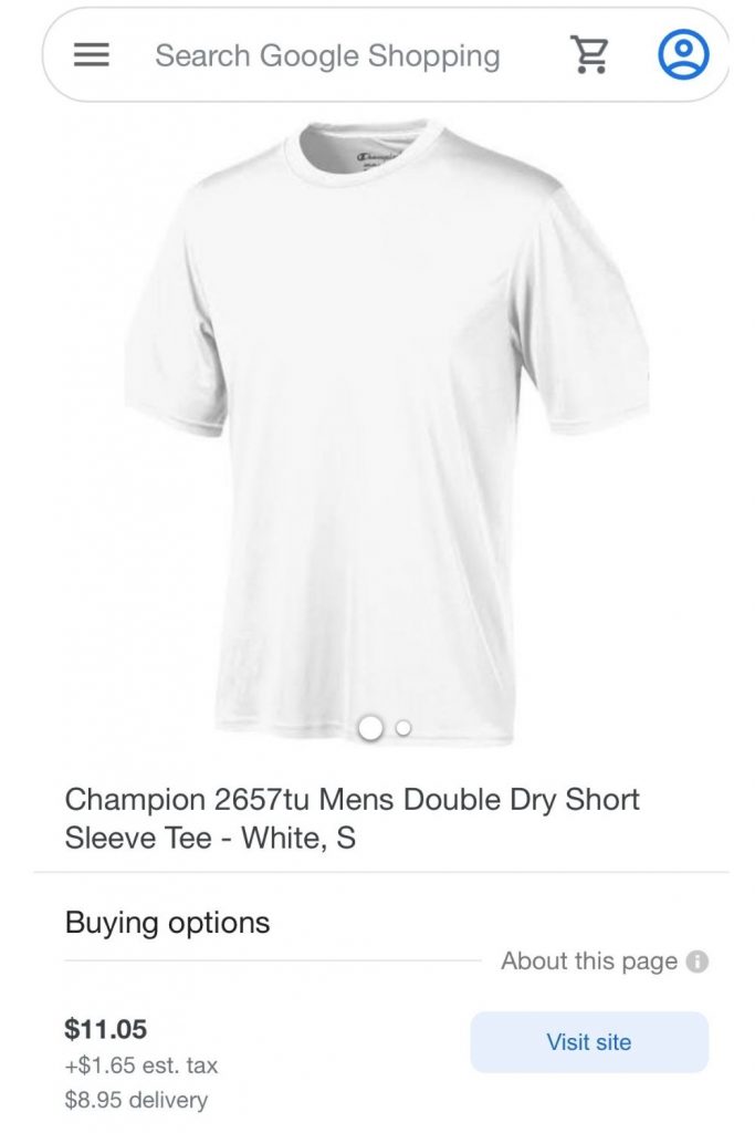 A plain white t-shirt for sale