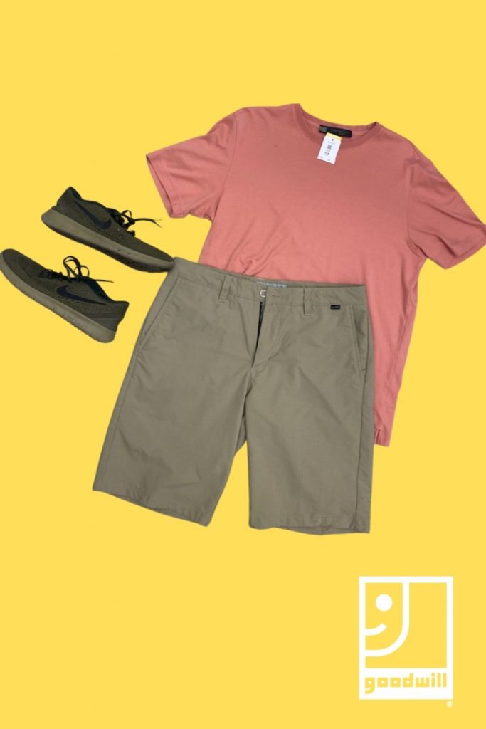 a photo of a spring outfit on a yellow background