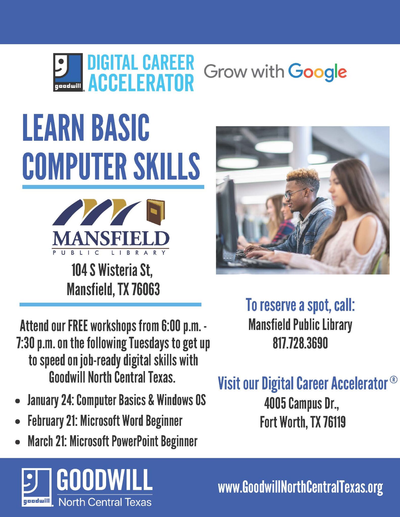 Computer Basics Skills Class at the Mansfield Public Library | Goodwill ...